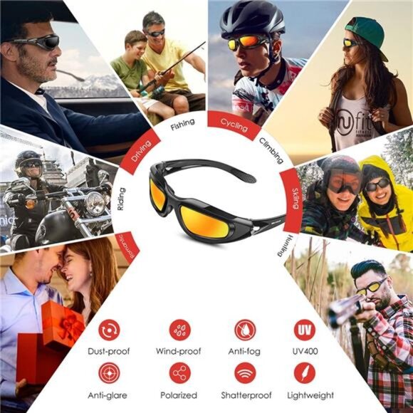 BELINOUS Polarized Motorcycle Riding Glasses Goggles for Men Foam Padding - Picture 5 of 7